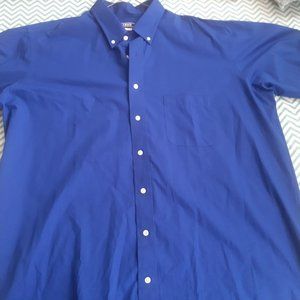 IZOD Stretch Big Button Up Shirt Men's 18 - 34/35 Long Sleeve Metallic Blue